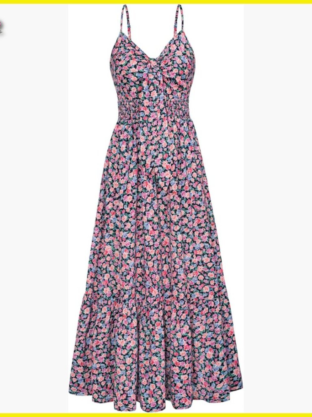 Floral Maxi Dress Boho Chic Summer Casual V Neck Sleeveless Adjustable Straps